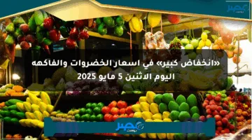 «انخفاض كبير» في أسعار الخضروات والفاكهة اليوم الإثنين 5 مايو 2025